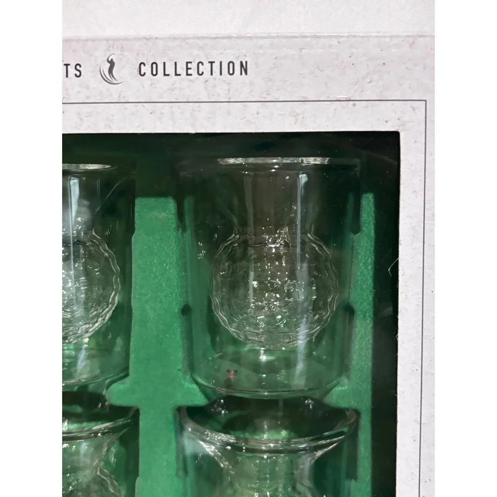 New Golf Ball Whiskey Shot Glasses Set of 4 Double Walled 3D Glass Clear Gift